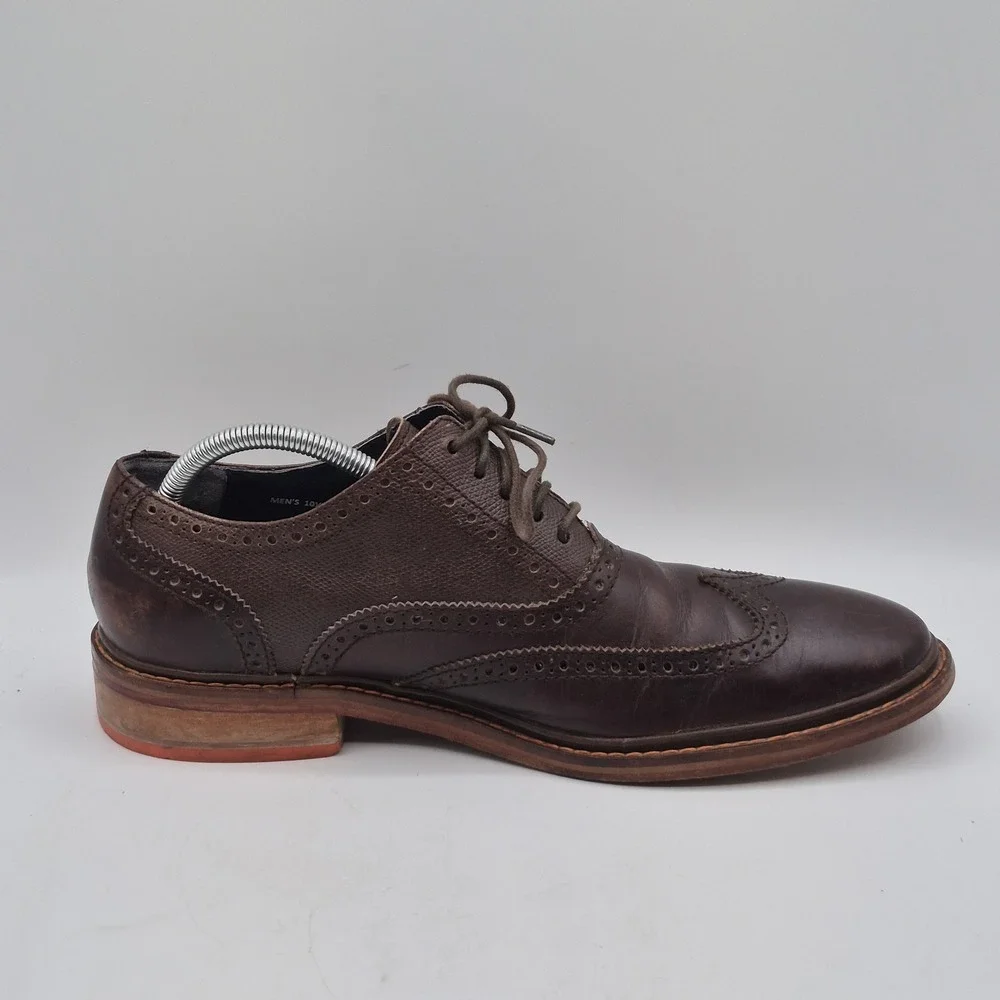 Cole Haan Wingtip Oxford Shoes Mens Size 10.5 Brown Leather Brogue Casual‎ Dress